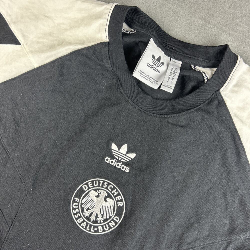 Germany Deutscher Fussball Bund Shirt Size Med Short Sleeve Soccer Adidas Black